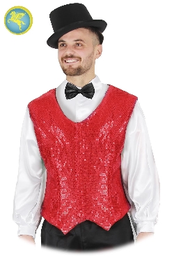 GILET PAILLETTES ROSSO